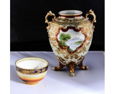 A Noritake vase together with a small bowl