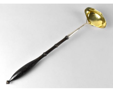 A Georgian Style Silver Ladle with Turned Wooden Handle, 38.5cm long 
