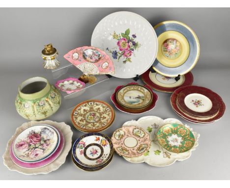 A Collection of Various Ceramics to Comprise Hand Painted Plates, Hand Painted Japanese Porcelain Side Plates, Vase, 19th Cen
