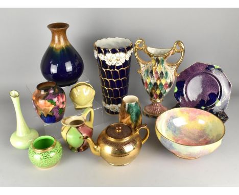 A Collection of Various Mid/Late 20th Century Ceramics to Comprise Continental Vases, H &amp; K Vase, Bowl, Transitional Glaz