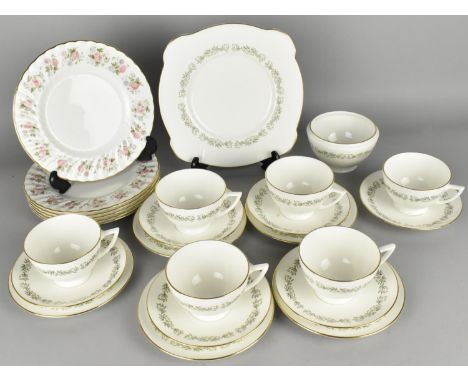 A Minton April Tea Set to Comprise Six Cups, Six Saucers, Five Side Plates, Sugar Bowl and a Cake Plate Together with Six Min