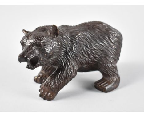 A Heavy Patinated Bronze Study of a Brown Bear, 21cm Long 