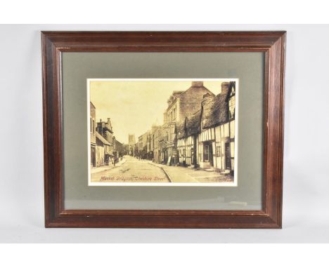An Enlarged Print of a Postcard, Cheshire Street Market Drayton, Subject 35x26cm 