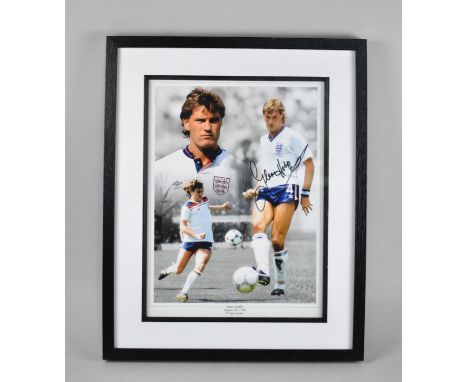 An Autographed Compilation Photograph, Glen Hoddle Playing for England, with Certificate, Subject 28x38cm 