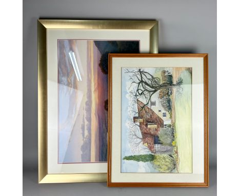 A Framed Limited Edition Print, Tamborine Sunset by Kerry Nobbs, 17/40, Subject 59x39cm Together with a Framed Watercolour, H