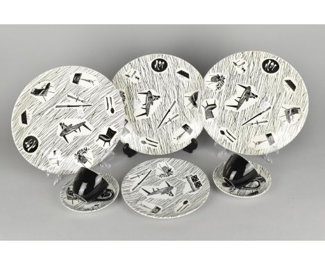A Collection of Ridgeway Potteries Ltd Homemaker to Include There Plates, One Side Plate and Two Coffee Cans and Saucers 
