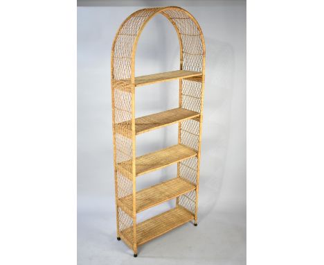 A Modern Rattan Style Five Shelf Arched Unit, 76cm wide 