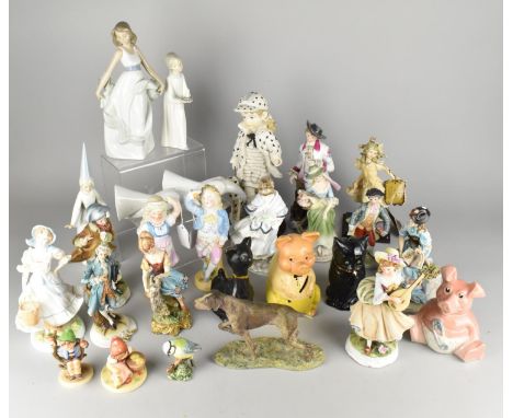 A Collection of Various Ceramic and Resin Figural and Bird Ornaments to Include Examples by Lladro, Nao, Coalport etc (Most w