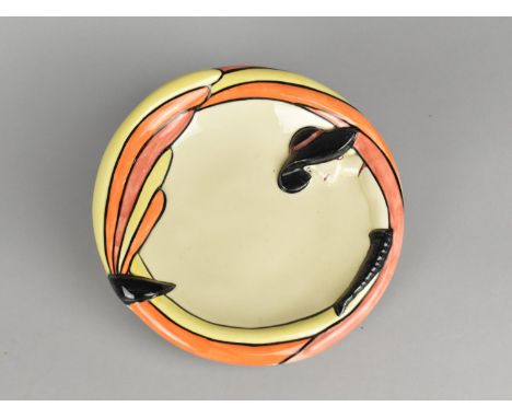 A Lorna Bailey Old Ellgreave Art Deco Dish the Border Decorated in Relief with Maiden, Signed, 19cm Diameter 