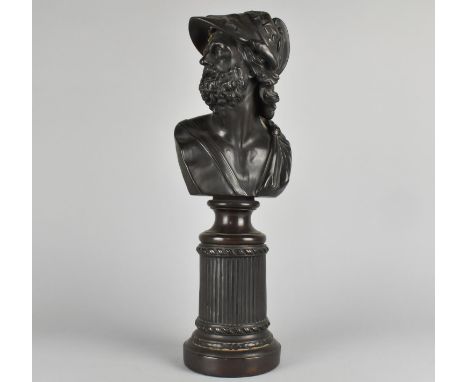 A Bronze Effect Resin Bust of Menelaus After George Servant, 46cm High 