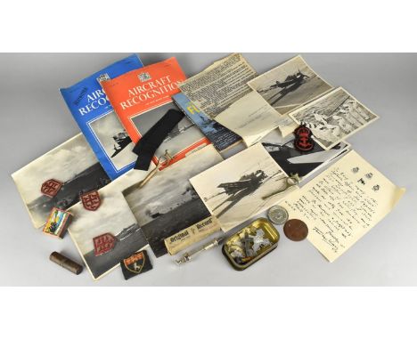A Collection of Various Militaria to Comprise H.M.S "Indomitable" Aircraft Damage Report with Photographs Having Official Cro