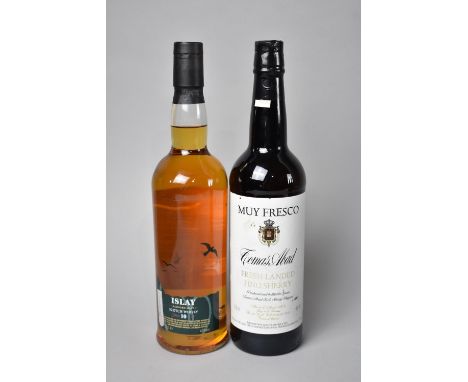A Single Bottle of Islay Blended Scotch Whisky Together a Bottle of Muy Fresco Fresh-landed Fino Sherry 