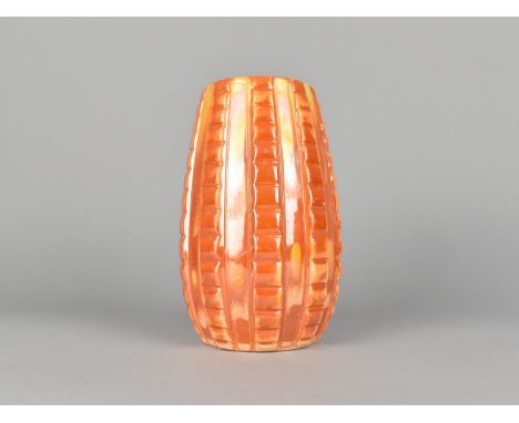 An Art Deco J. Wood Ltd Orange Glazed Vase with Ribbed Body, 18.5cm high 