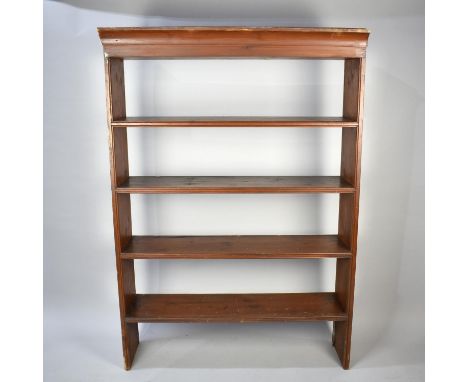 An Early 20th Century Stained Pine Four Shelf Dresser Rack, 105cm wide 