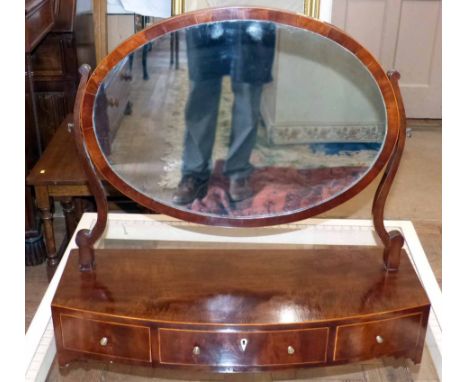 19th century mahogany swine frame toilet mirror enclosing 3 drawers No condition reports for this sale