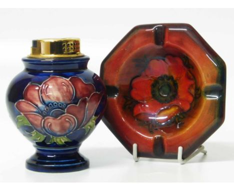Moorcroft flambe ashtray also a blue lighter No condition reports for this sale