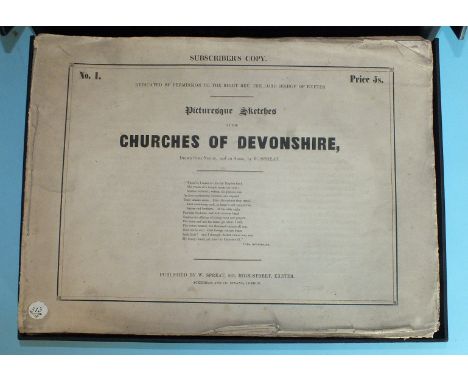 Spreat (William), Picturesque Sketches of the Churches of Devonshire, 18 original parts in 15, 74 lithograph views on 71 plts