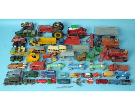 Dinky,  two 23j HWM racing cars, one 23k Talbot Lago racing car and  quantity of playworn Dinky and Lesney diecasts, mainly 1