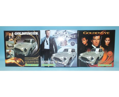 Scalextric James Bond 007: Classic Collection set of three limited edition Aston-Martin DB5 models: Goldfinger, Casino Royale