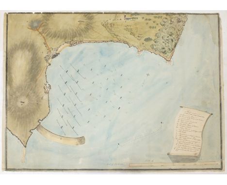 Cawsand Bay, Devon, a manuscript chart of the coast of South Devon, showing Cawsand Bay, Kingsand Towers, Penlee Point, Inten