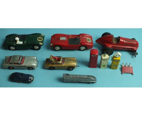 Corgi  261 James Bond's Aston-Martin, (af), another, 270, two Scalextric cars, a Schuco racing car and other items, all af.