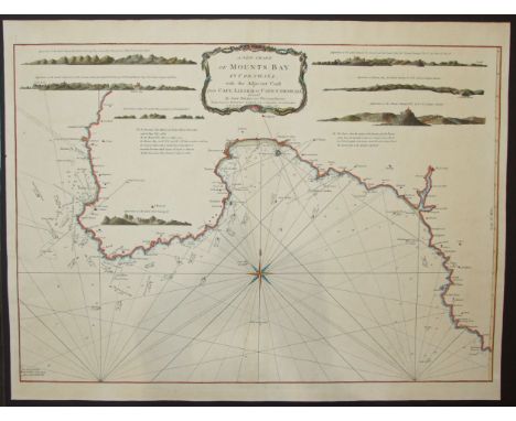 John Thomas & William Denys, A New Chart of Mounts Bay in Cornwall, with the Adjacent Coast, from Cape Lizard to Cape Cornwal