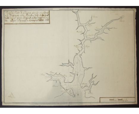 Collins, Grenville, Plano del puerto de Falamut en Inglaterra, a Spanish manuscript copy , 1755, of Collins, 1693, showing th