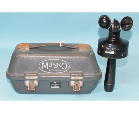 A Munro Ltd, London, anemometer, cased.