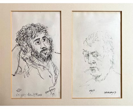 Sydney Arrobus (1901-1990). Portrait sketches on both sides of two sheets, ink, signed &amp; dated, framed and bearing artist