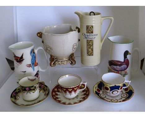 A group of mixed ceramics to include a Royal Worcester vase / jardinière dated 1877 14.5cm high, an Ovaltine mixer jug, 2 jug