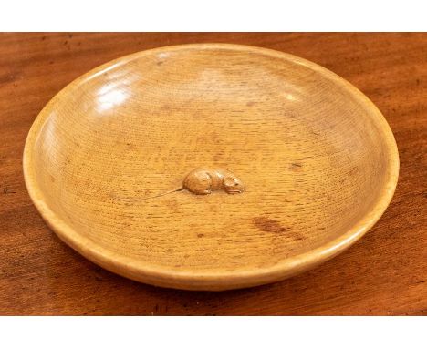 Workshop of Robert 'Mouseman' Thompson a oak bowl of circular form. Diameter approx 29cm. No signs of damage.