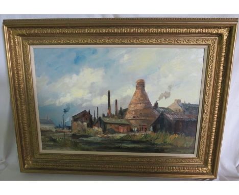 Large Ivan Taylor (born 1946) oil on board of Price Kensington pottery Middleport, signed lower left label verso49cm x 75 cm
