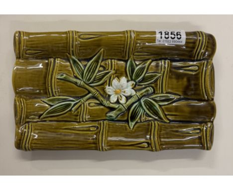 A vintage Japanese ceramic bamboo asparagus plate