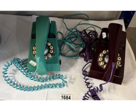 2 vintage push button trim phones