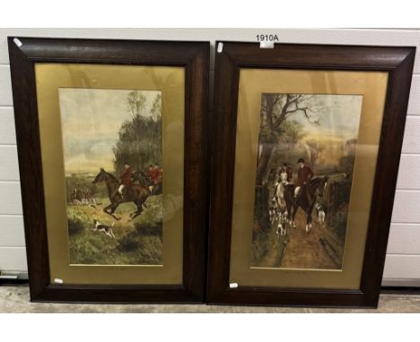 Two framed &amp; glazed W. Gilbert watercolours. Hunting scenes. Going To The Meet &amp; In At The Death
