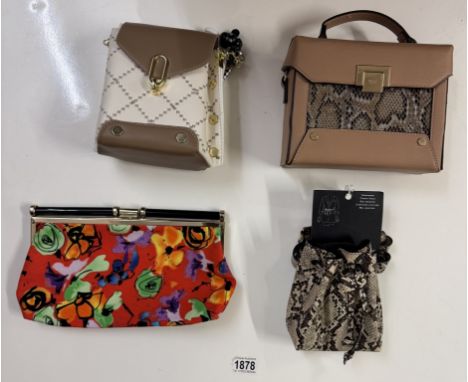 A Dune box bag, Dune clutch, Keep Massive bag &amp; snake print bum bag