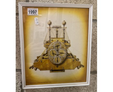 A Ken Rush gouache painting of 'Harrisons chronometer' from book of fantastic machines