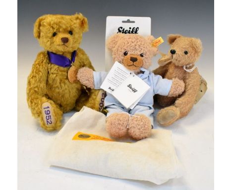 Two modern Steiff teddy bears comprising: Queen Elizabeth II Golden Jubilee 1952-2002 and Best For Baby, together with a mode