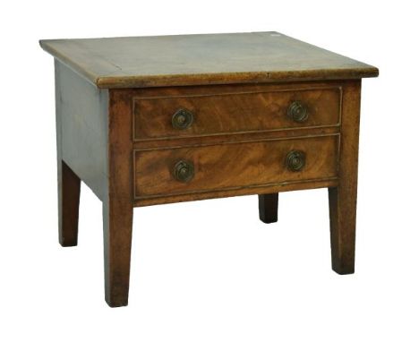 19th Century mahogany box commode fitted two dummy drawers and standing on square supports   Condition: 