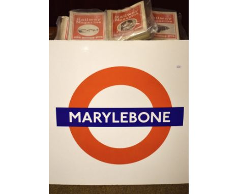 Railways/London Underground Interest - Marylebone Underground enamel sign, 64cm x 64cm together with a quantity of 1940's/50'