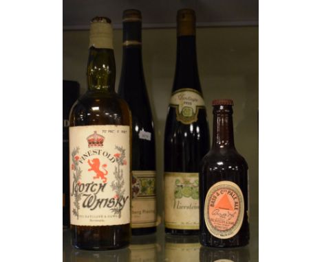 Wines & Spirits - Yeo, Ratcliffe & Dawe Finest Old Scotch Whisky, Oestricher Doosberg Reisling 1934, Niersteiner 1933 and Bas