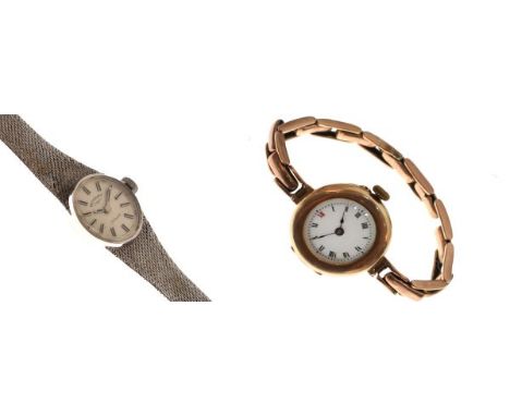 Lady's Rotary 9ct white gold cased cocktail watch with conforming bracelet, cased together with a lady's early 20th Century 9