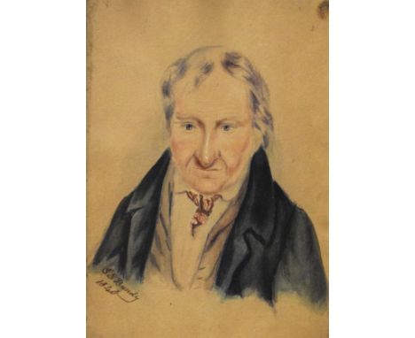 C.E. Bundy - 19th Century watercolour - Caricature study of a romantic couple, another by the same hand - Portrait of a gentl