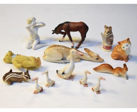 Quantity of various animal and other ornaments including Beswick, Royal Doulton Goebel etc   Condition: 