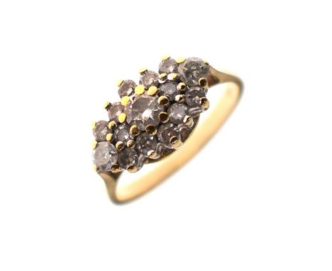 18ct gold diamond cluster ring, size O½   Condition: 