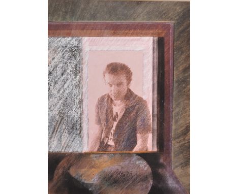 20th Century English School. A Portrait Study, through an Opening, Mixed Media, Indistinctly Signed and Dated '76 in Pencil, 