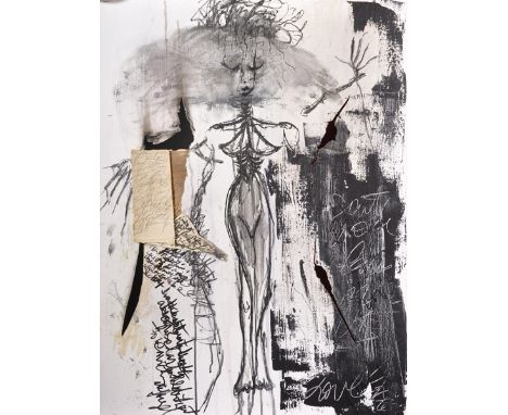 Grace Morgan (20th-21st Century) British. "Self Portrait- Everything I Want To Be", Mixed Media and Collage, Signed, Inscribe