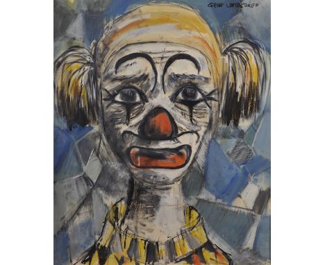 Graf Lambsdorff (20th Century) German. Portrait of a Clown, Oil on Canvas, Signed, 28.5" x 23.5".