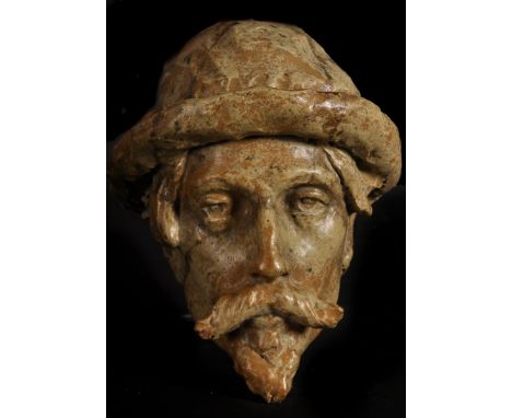 Alfred Jean Halou (1875-1939) French. Head Study of a Fellow Artist, Possibly Pierre-Auguste Renoir (1841-1919), Glazed Ceram
