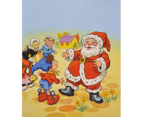 Edgar Hodges (1928    ) British. "Noddy Meets Father Christmas", Watercolour, Inscribed, Unframed, 9" x 7.75", and another Bo